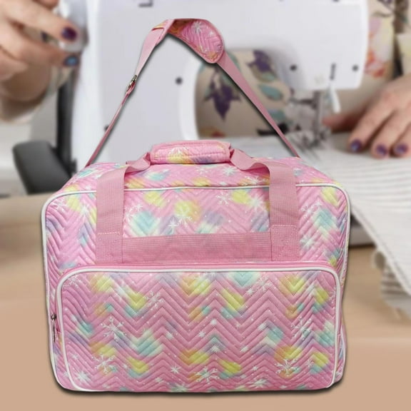 Sharprepublic Sewing Machine Carrying Case Large Capacity Dustproof Universal Shoulder Bag Pink