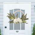 thumbnail image 1 of Sharprepublic Wood Bead Floral Wreath Artificial Flower Wreath Birthday Gift Front Door, 1 of 8
