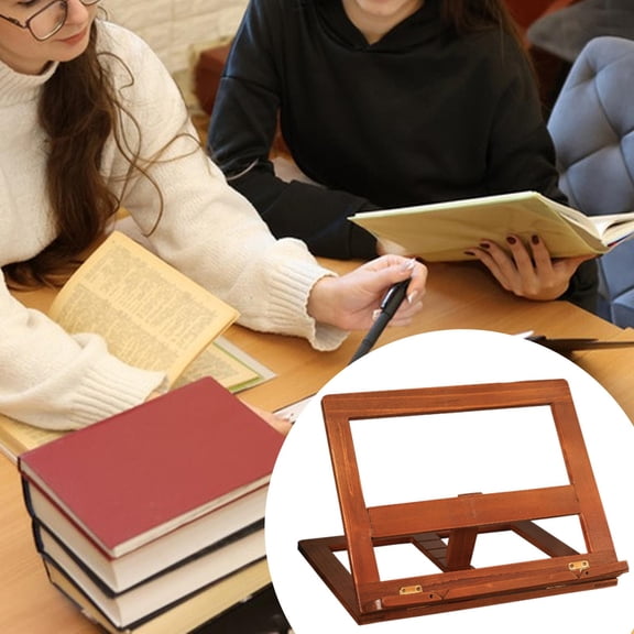 Sharprepublic Wood Book Stand Book Clip Stand Practical Adjustable Angle Portable Multipurpose