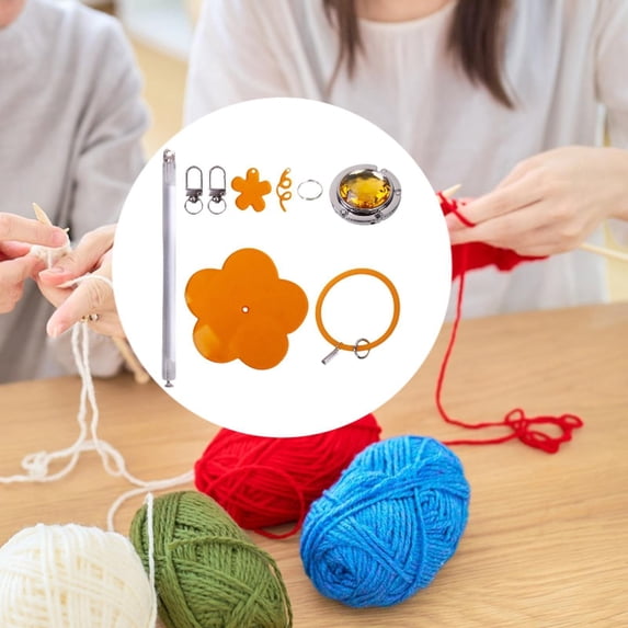 Sharprepublic Wrist Yarn Holder Acrylic Crocheting Embroidery Accessories Yarn Ball Holder orange flower