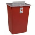 thumbnail image 1 of Sharps-A-Gator Sharps Container, Plastic, 15.5 Inches High x 21.5 Inches Wide x 12 Inches Deep, 10 Gallons, Red Base/Clear Lid, Horizontal Entry, Hinged Split Lid, 6 Count, 1 of 1
