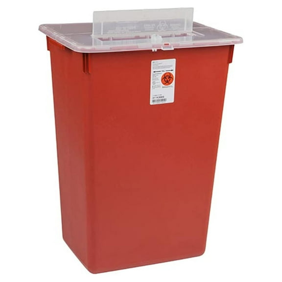 Sharps-A- Multi-Purpose Sharps 10 Gallon Red Base Vertical Entry Lid, Qty: 1