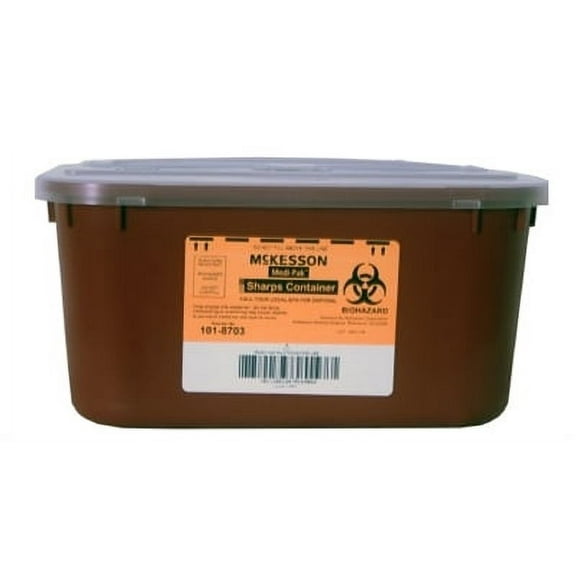Sharps Container, 1 Gallon, Stackable Multi-purpose 2-Piece, Horizontal Entry Lid - Each