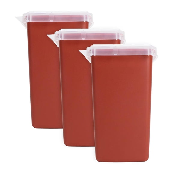 Sharps Container 1 Quart (3 Pack), Portable Container for Home Use, Biohazard Needle and Syringe Disposal, Small Portable Container for Travel and Professional Use