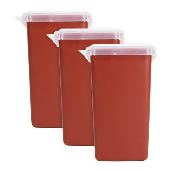 Sharps Container 1 Quart (3 Pack), Portable Container for Home Use, Biohazard Needle and Syringe Disposal, Small Portable Container for Travel and Professional Use