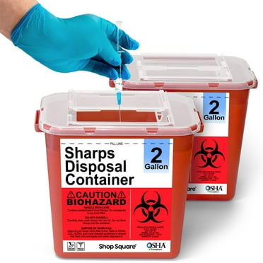 Sharps Container 2 Gallon (2-Pack) - Sharps Containers for Home Use, Sharps Disposable Container for Needles