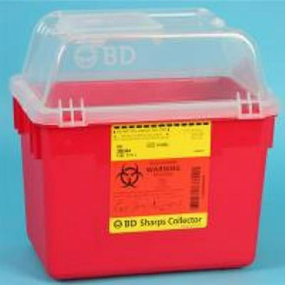Sharps Container BD Nestable 10 X 7 X 10 Inch 8 Quart Red Funnel Lid