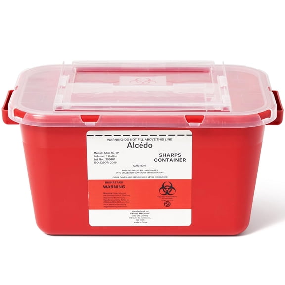 Sharps Container for Home Use 1 Gallon (1-Pack), Biohazard Needle and Syringe Disposal