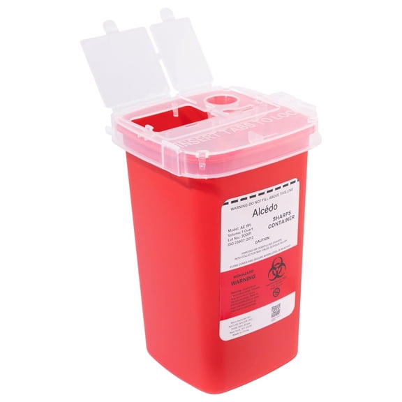 Sharps Container for Home Use 1 Quart (1-Pack) | Biohazard Needle and Syringe Disposal Small Portable Travel Professional