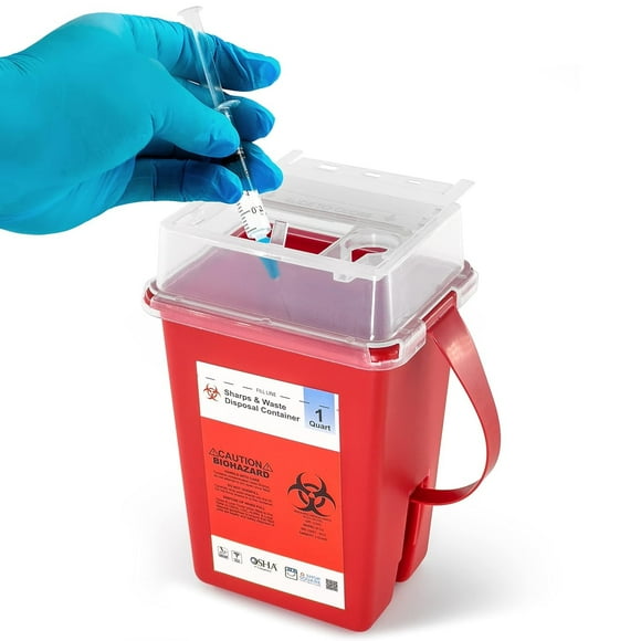 Sharps Container for Home & Professional Use, Needle Disposal Containers - 1 Quart