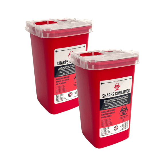 Sharps Container for Professional and Home Use - 1.06 Quart / 1 Liter Small Size Sharp Container Needle Disposal Containers for Needles Pack of 2