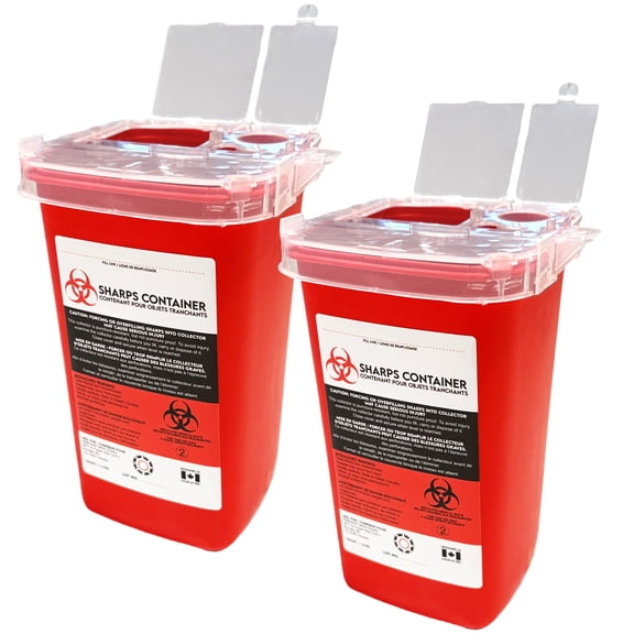 Sharps Container for Professional and Home Use - 1.06 Quart / 1 Liter Small Size Sharp Container Needle Disposal Containers for Needles Pack of 2