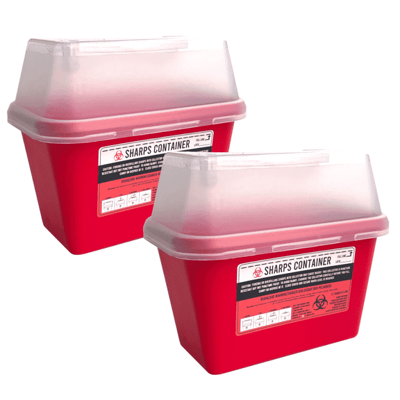 Sharps Container for Professional and Home Use - 2 Quart / 2 Liter Small Size Sharp Container Needle Disposal Containers for Needles Pack of 2