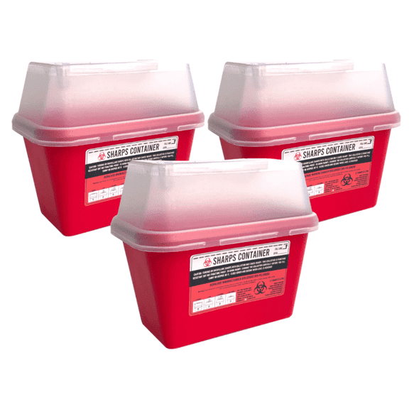 Sharps Container for Professional and Home Use - 2 Quart / 2 Liter Small Size Sharp Container Needle Disposal Containers for Needles Pack of 3