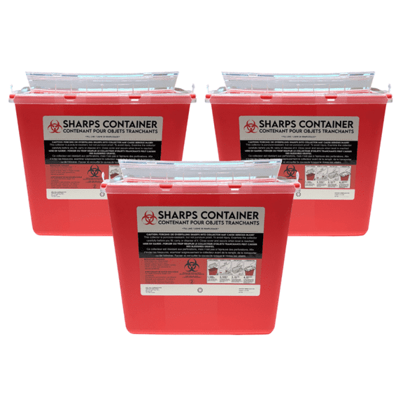 Sharps Container for Professional and Home Use - 5 Quart / 5 Liter Large Size Sharp Container Needle Disposal Containers for Needles Pack of 3