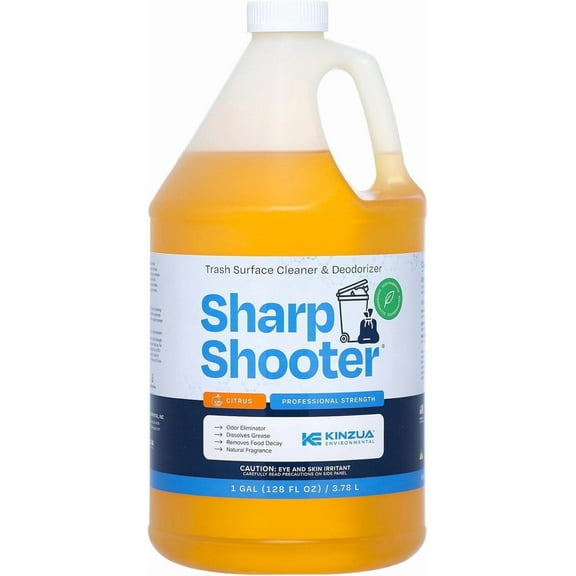 Kinzua Environmental Sharpshooter Heavy-Duty Trash Can Degreaser, Citrus Scent, 1 Gal - Odor Eliminator for Kitchens & Garbage Cans