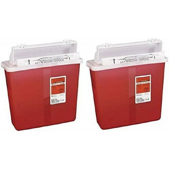Sharpstar In-Room Sharps Container, Mailbox Lid, Red, 5qt. 8507SA (Pack of 2)