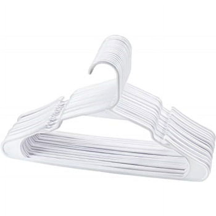 Sharpty White Plastic Hangers with Notched Shoulders, 20 Pack