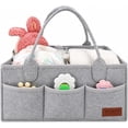 thumbnail image 1 of Sharth Baby Diaper Caddy Organizer with Upgraded Stitched Edges – Foldable Felt Nursery Organizer with Handle, Removable Dividers & 8 Outer Pockets, Portable Baby Shower Registry Gift (Gray), 1 of 9