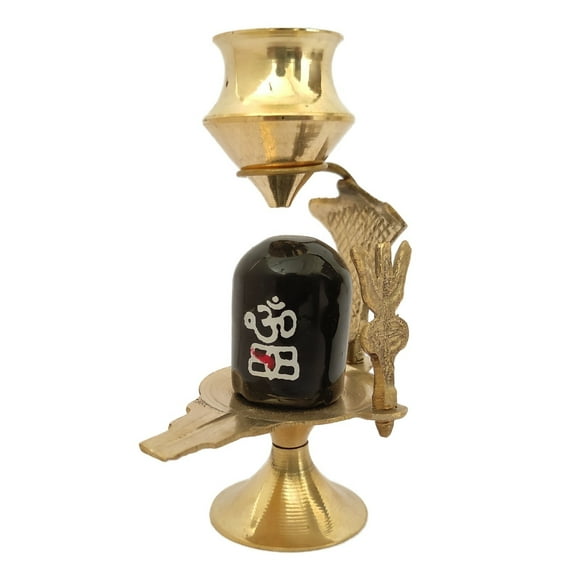 Sharvgun Brass Lord Shiva linga Statue Lingam With Lota and Snake Pooja Item 5 Inch Sculpture Items Shivling Showpiece