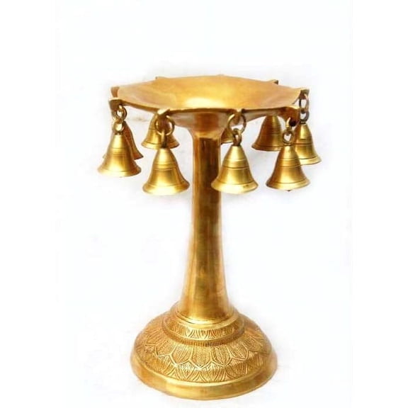Sharvgun Oil Lamp Haning Bells Brass Handcrafted Diwali Gift Idol 4.1 kg, 12 Inch