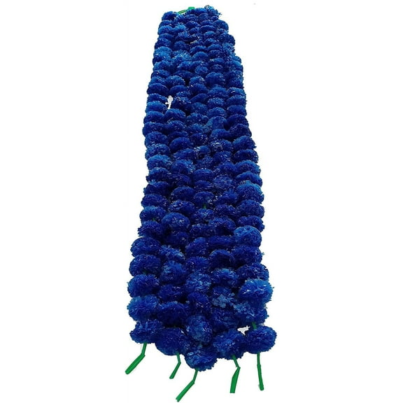 Sharvgun (Pack of 150 string) Artificial Blue Marigold Flower Garlands String 5 Feet Long for Parties Indian Weddings Home Decoration Diwali Festival Christamass (Pack of 50 string)