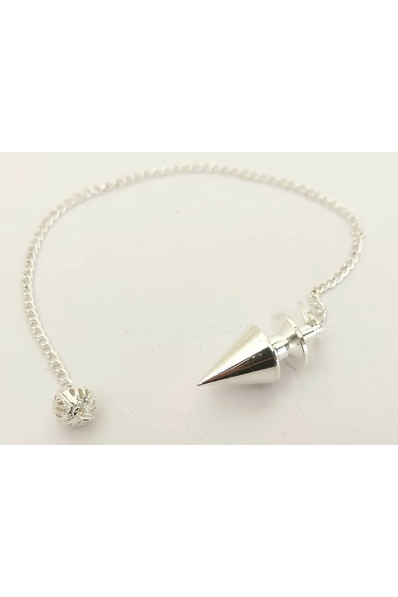 ( Set of 50 ) Silver Plated Conical Point Pendulum Divination Reiki Energy Healing Dowsing Wicca Balancing Spiritual Answers Metaphysical Pendant