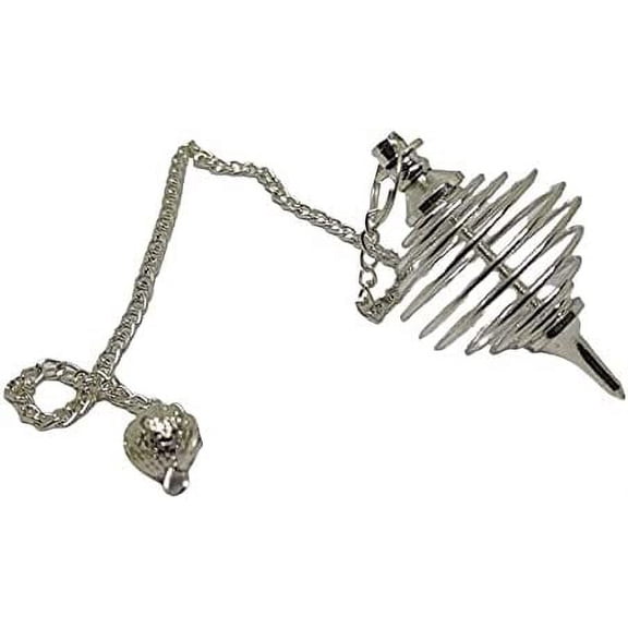 Sharvgun ( Set of 10 ) Metal Dowsing Pendulum Silver Plated Spiral Pendulum Vortex Pendulum Dowsing Pendulum Divination Tool Metaphysical Wicca