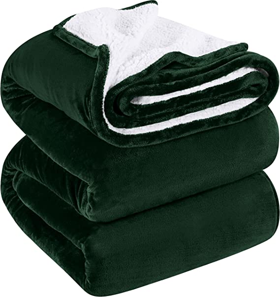 Sharvgun Sherpa Bed Blanket King Size Forest Green 480GSM Plush Blanket ...