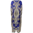 thumbnail image 1 of Sharvgun Women's cool long Kaftans/Floral printed long cool kaftan/Caftans For Women/Caftan Dress, long kaftan/nighty/beach and summer holidays dress (Blue), 1 of 1