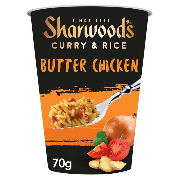 Sharwood's Butter Chicken Instant Curry & Rice Pot 70g, Imported from Britain