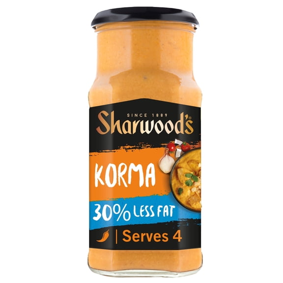 Sharwood's Korma 30% Less Fat Indian Curry Sauce 420g, Imported from Britain