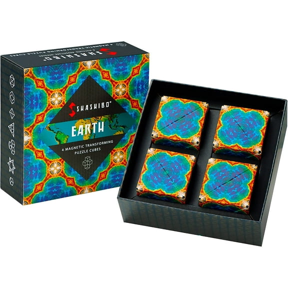 Shashibo Explorer Series Puzzle Cube Gift, Award-Winning Magnetic Fidget Toy, Ages 2+, Box of 4