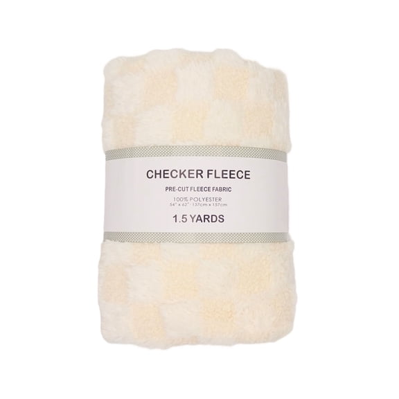 Shason Textile (1.5 Yard Cut) Flc Coral Check, Cream.