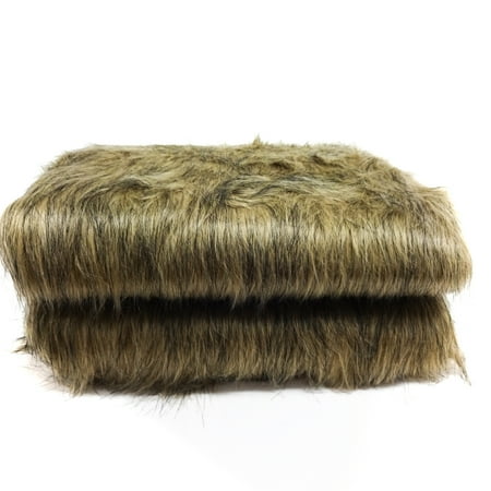 Shason Textile 1 Yard Cut Luxury Faux Fur Wolf Long Pile Fabric, Brown, 58” Wide for Crafts & Sewing