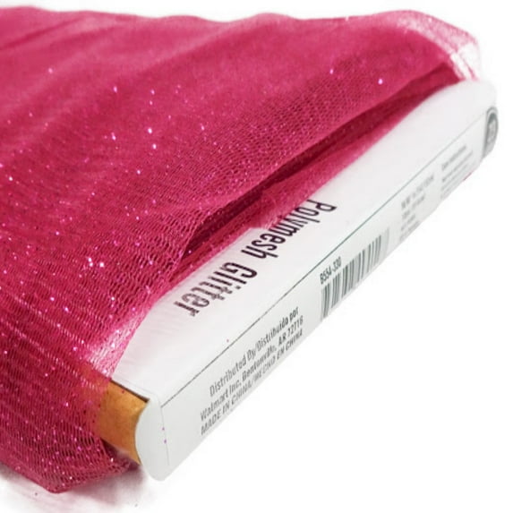 Shason Textile (10 Yards Cut) Polymesh Glitter Precut Fabric, HT Pink