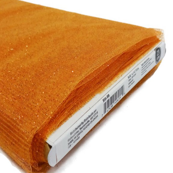 Shason Textile (10 Yards Cut) Polymesh Glitter Precut Fabric, Orange