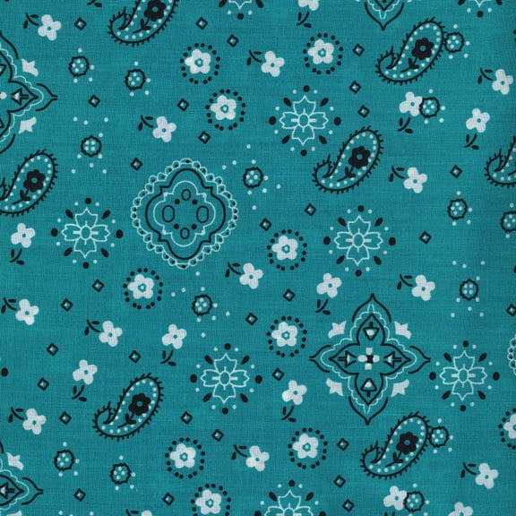 Shason Textile, (2 Yards Cut) Craft Projects Quilting Poly Cotton Fabric, Bandana Teal
