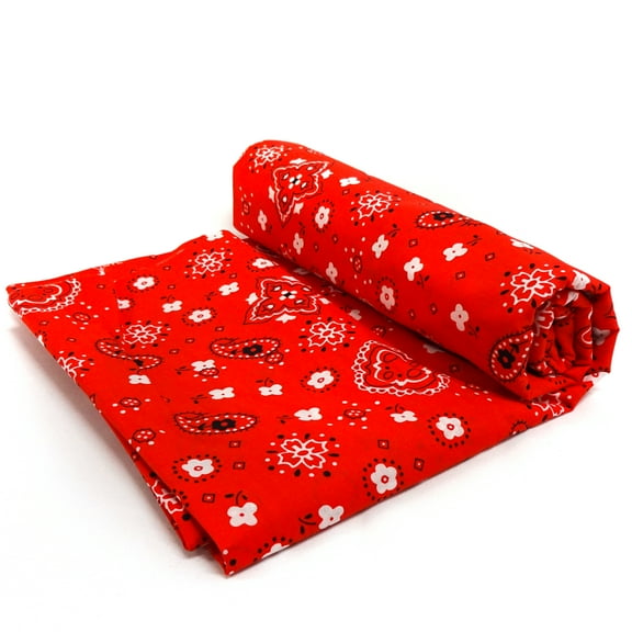 Shason Textile (3 Yards Cut) Craft Projects Poly Cotton Print Bandana, Red, Available In Multiple Colors
