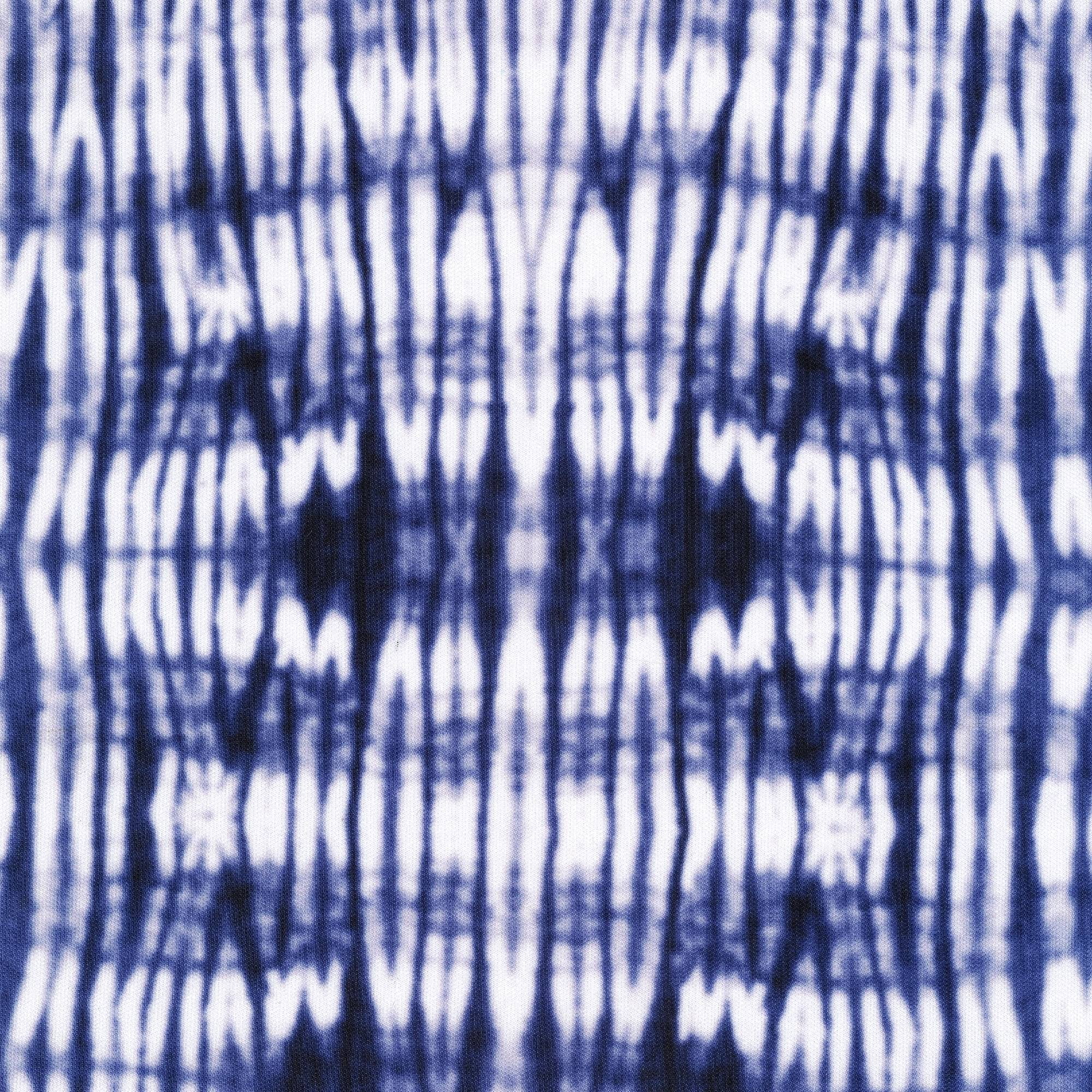 Shason Textile (3 Yards Cut) Poly Knit Japanese Shibori Print, Blue / Navy Tie-Dye