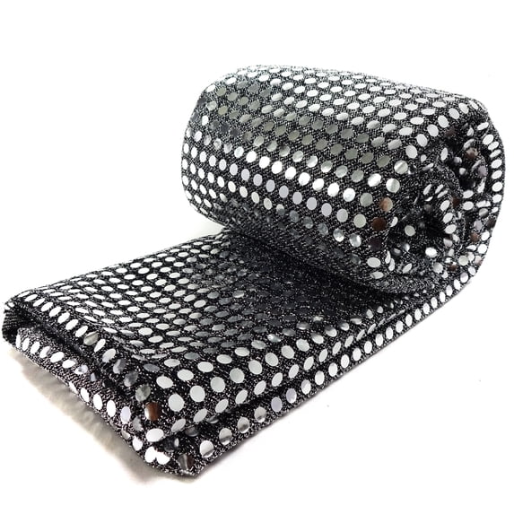 Shason Textile (3 Yards Cut) Spangle Sequin Large Glitter Knit Fabric, Silver, Available In Multiple Colors