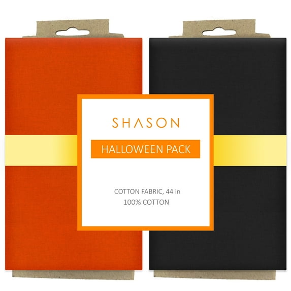 Shason Textile (3 Yards) Pack of 2 100% Cotton Theme Bundle for Crafts and Projects, Halloween Pack