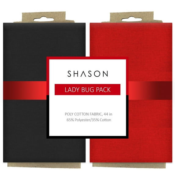 Shason Textile (3 Yards) Pack of 2 Poly Cotton Theme Bundle for Crafts and Projects, Lady Bug Pack