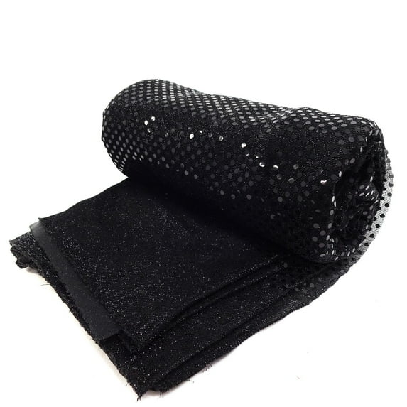 Shason Textile 37.5" x 8 Yards 3mm Spangle Confetti Sequins 100% Polyester Sewing & Craft Fabric, Black