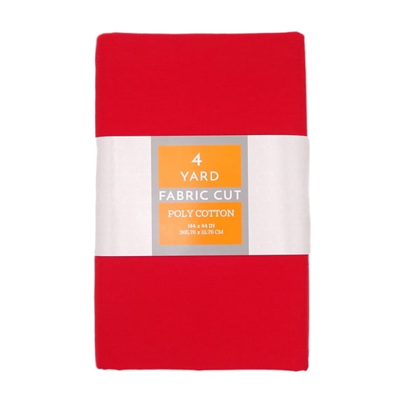 Shason Textile 4 Yard Cut Poly Cotton Fabric, Red, 44" Wide for Craft & Quilting Projects