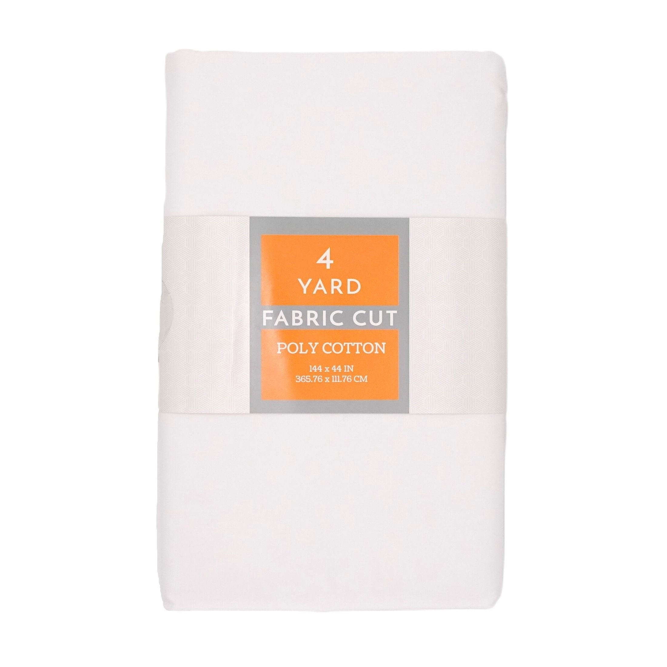 Shason Textile 4 Yard Cut Poly Cotton Fabric, White, 44" Wide for Craft & Quilting Projects