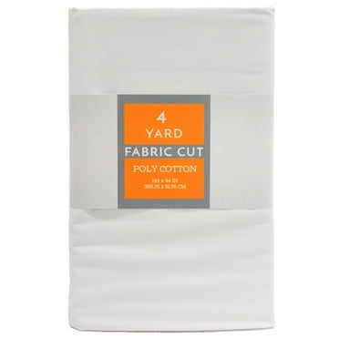 Shason Textile 44" x 4 Yards Polyester Blend Solid Sewing & Craft Precut Fabric, White
