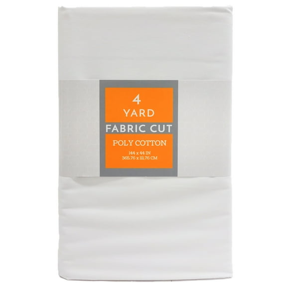 Shason Textile 44" x 4 Yards Polyester Blend Solid Sewing & Craft Precut Fabric, White