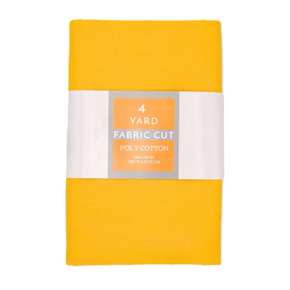 Shason Textile 4 Yard Cut Poly Cotton Fabric, Yellow, 44" Wide for Craft & Quilting Projects