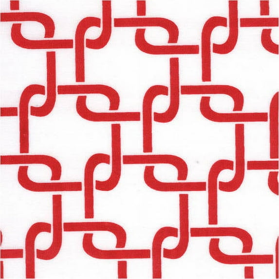 Shason Textile 45" x 3 yd Cotton Polyester Blend Geometric Sewing & Craft Fabric, Red and White